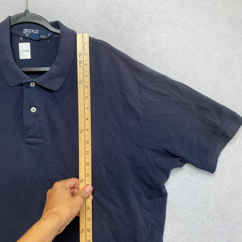 Polo Ralph Lauren Polo Shirt Mens XXL Navy Bear Logo Distressed Cotton